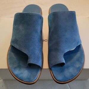 Blue Suede Slide Sandals